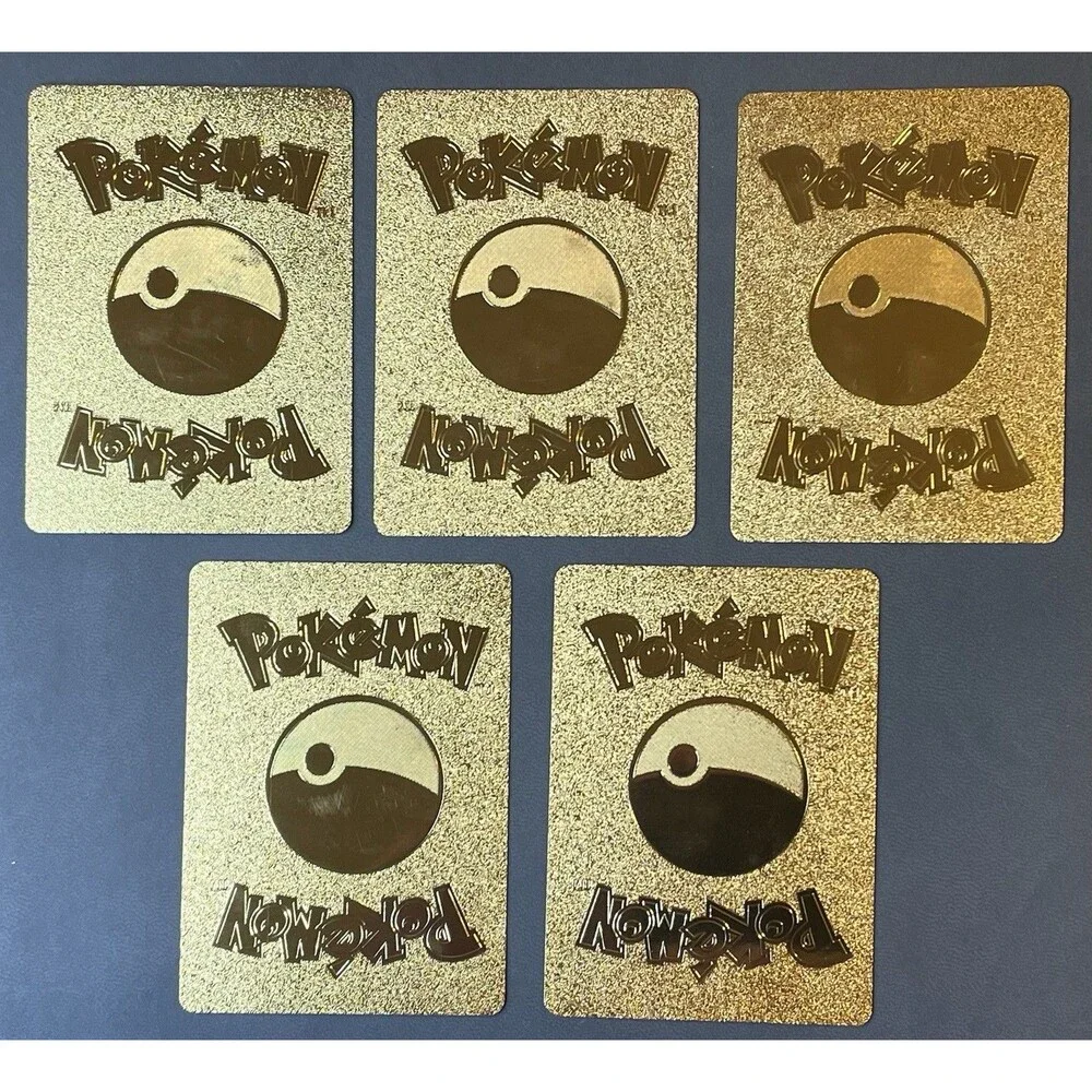 Pokemon Pikachu Rainbow Gold Full Art Fan Art Novelty Card Lot (5) VMAX Tag Team